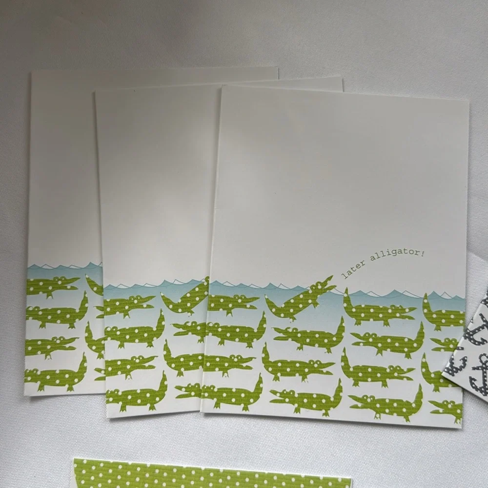 Maritime greeting cards assortment set of 5 alligator anchor whale